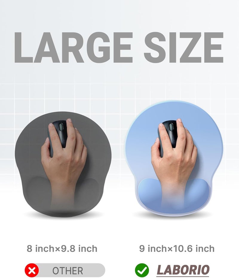 Laborio Ergonomic Mouse Pad Wrist Support, Comfortable Mouse Pad Wrist Rest, Relieve Wrist Pain Gel Mouse pad, Non-Slip Rubber Base Mousepad for Laptop, Computer(Gradient Blue) - Image 4